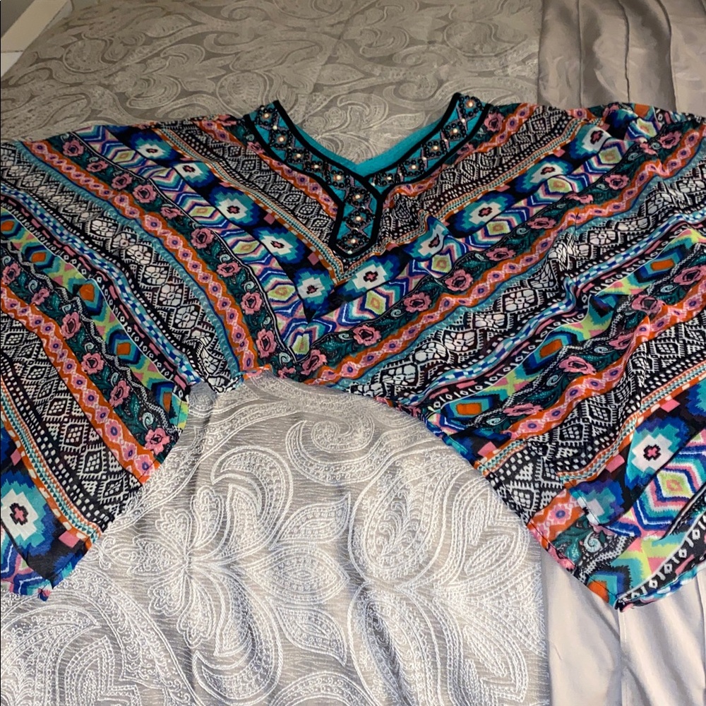 Double D Ranch Turquoise and Black Embellished Top - Picture 10 of 12